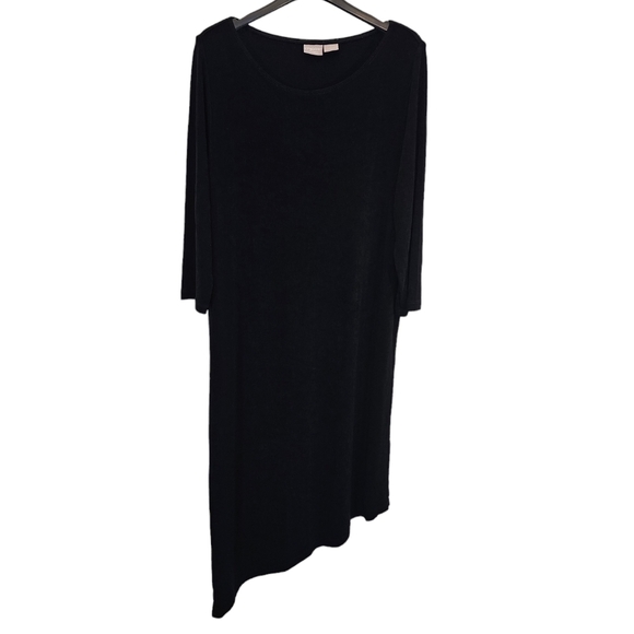Chico's Traveler 1P Acetate Slinky Stretchy Black Asymmetrical Dress - Picture 1 of 8